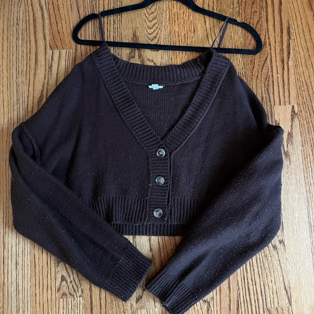 Cropped chocolate brown sweater from Garage, Size Large!